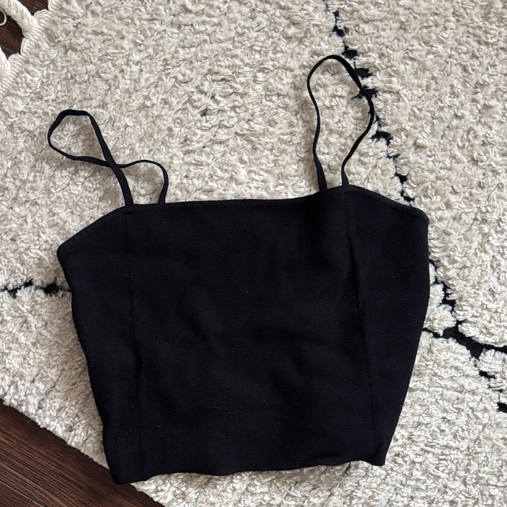 Express Black Spaghetti Strap Cropped Camisole Top